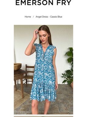Emerson Fry Angel Blue Tie-Front Midi Dress